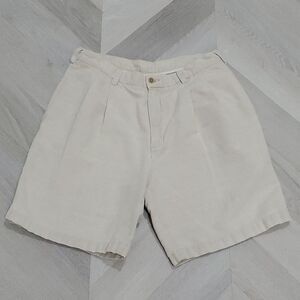 Silkworks Mens Linen Blend Cream Shorts,  Size 33